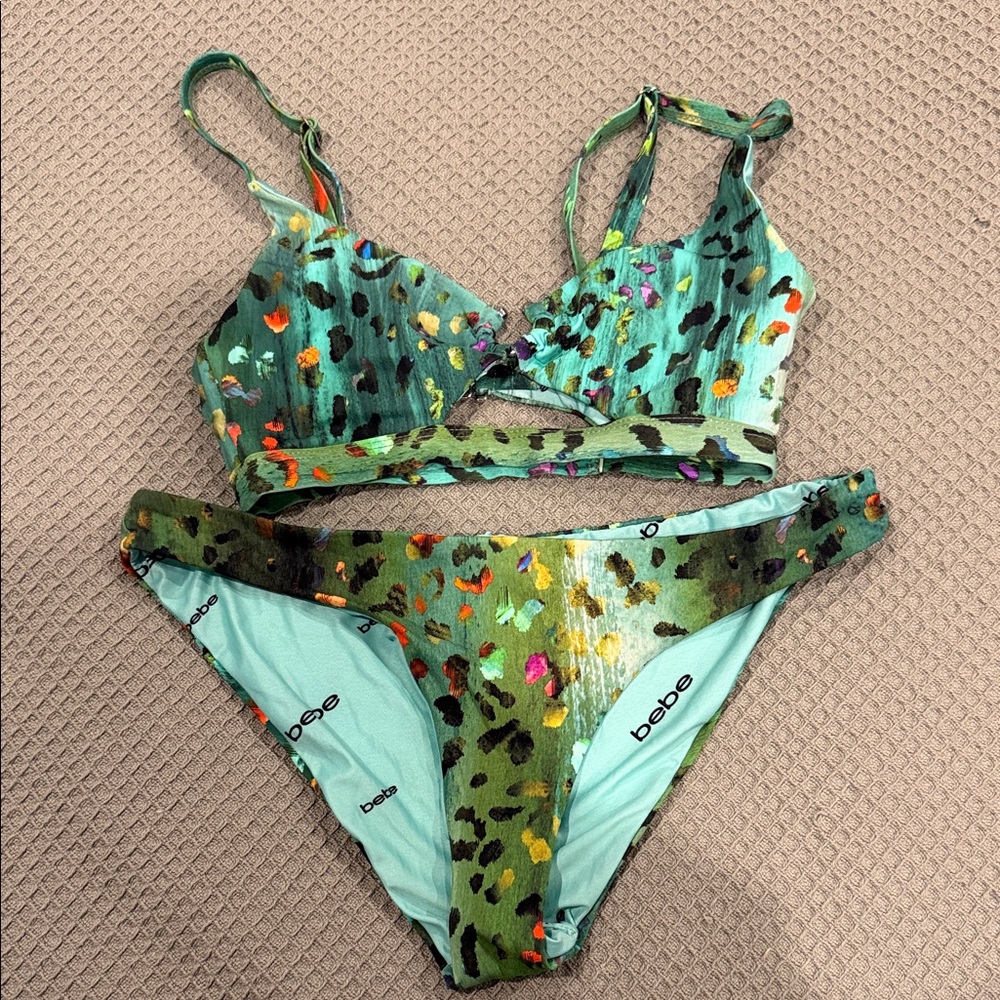 Bebe Colorful Leopard Print Bikini